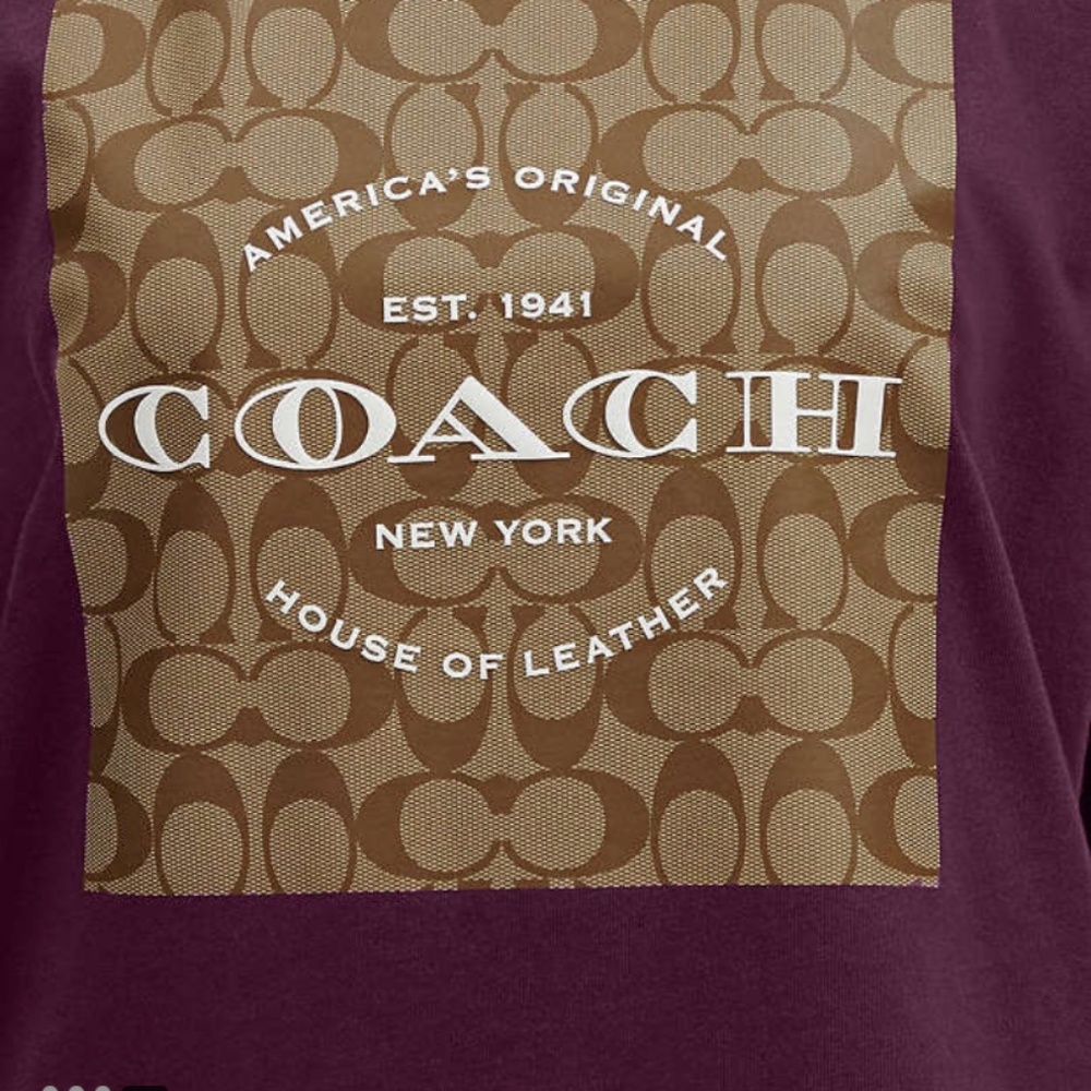 New Coach Beet Signature T Shirt In Organic Cotton - Picture 2 of 3